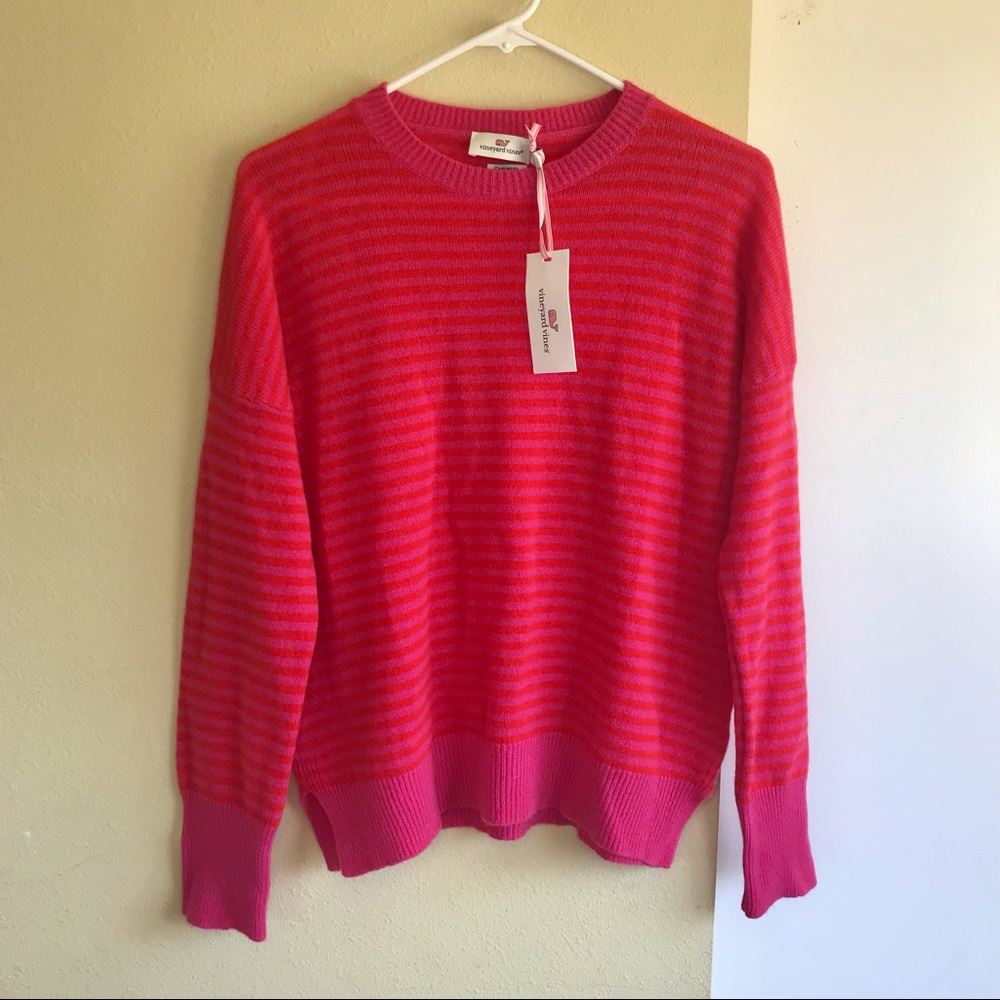 GINNY STRIPE LOFTY CASHMERE CREWNECK SWEATER